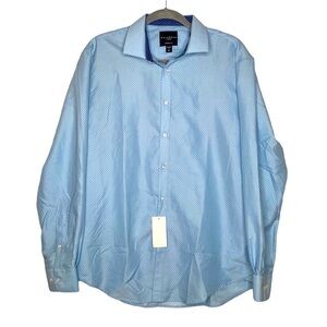 Calabrum London Men's Modern Fit Blue Polka Dotted Button-Down Shirt sz 16-16.5